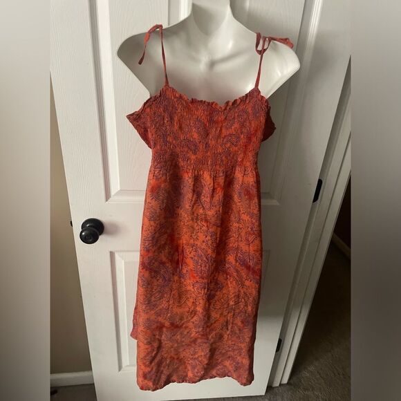 Vintage Women’s A World Apart Tapestry Orange Sun Dress Size M - Picture 3 of 6